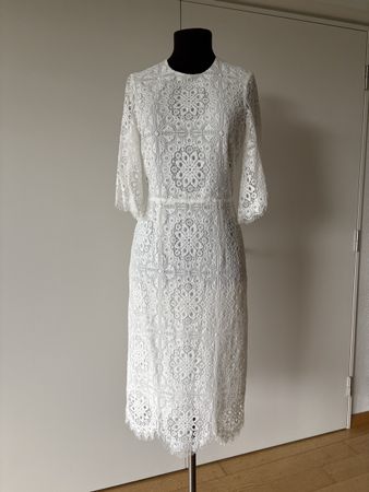 Weisses Spitzenkleid gefüttert, Gr. 40, Wunderschön!