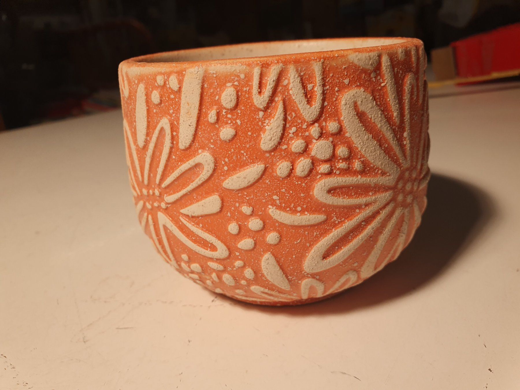 Vasi per fiori: Übertopf orange mit Blumenmuster – Usato da Zürich venduto da loosebone