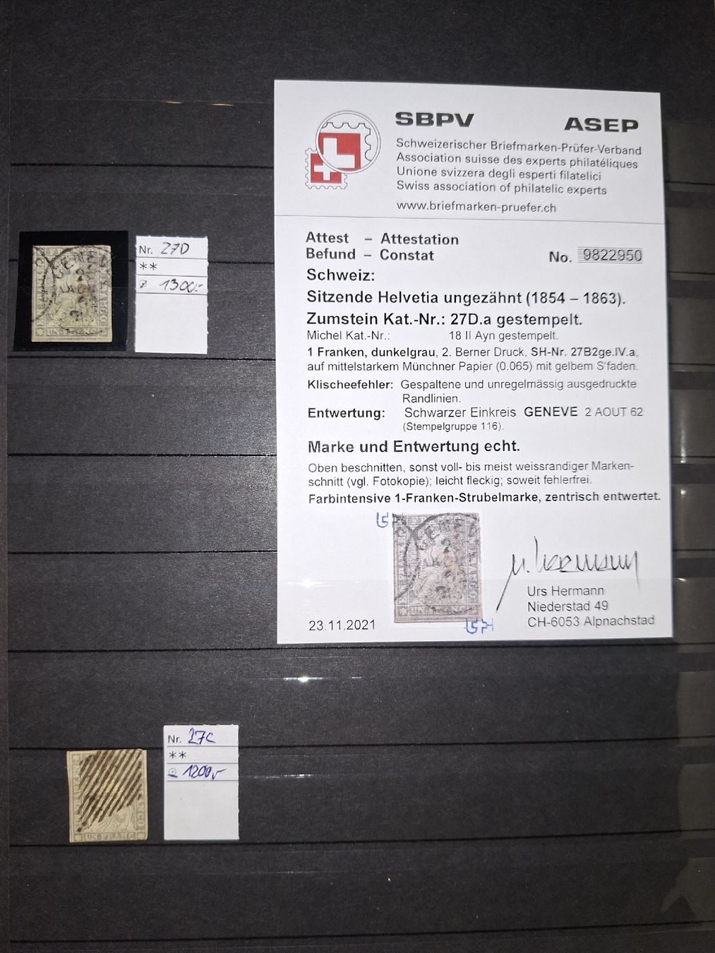 Tutti i francobolli: Strubelsammlung Kat. 20000.-  – Usato da Balgach venduto da SIMEON27 1