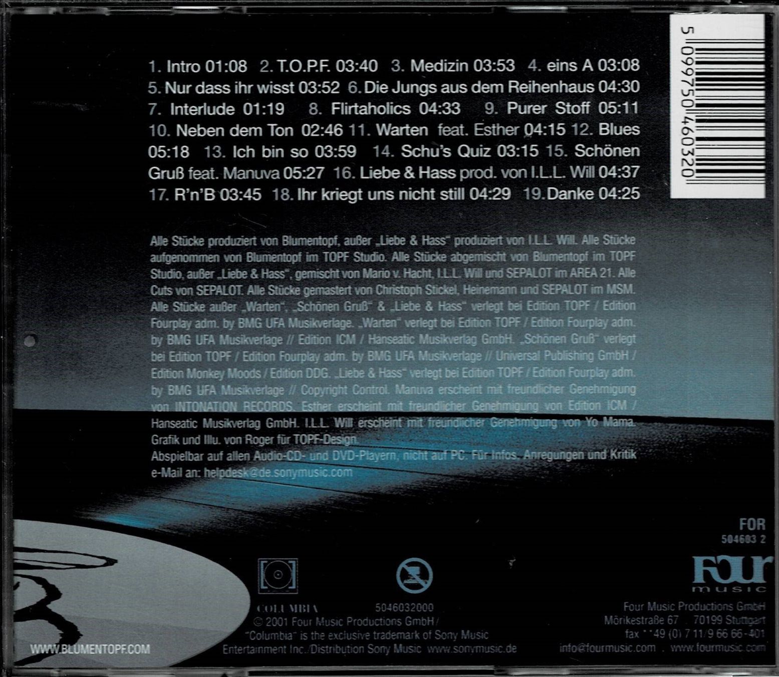 CD: Blumentopf - Eins A - D-Rap/HipHop – Usato da Rütihof venduto da Highwayjackie 1