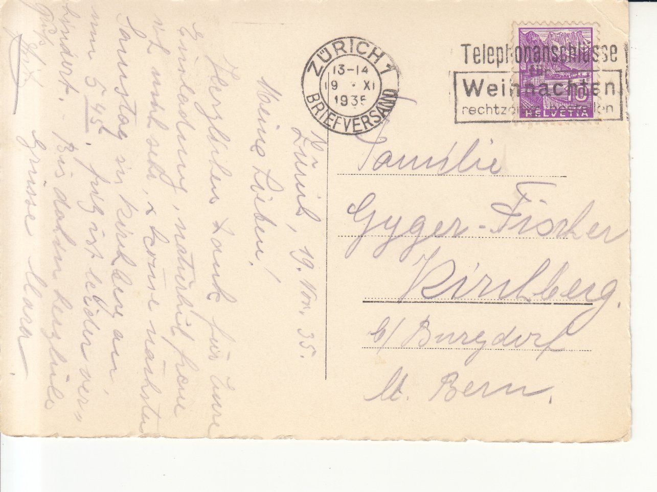 Cartoline postali: Zürich 1935 – Usato da Bürglen TG venduto da StampGraf 1