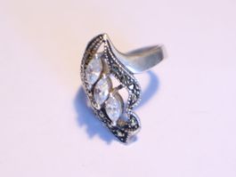 Vintage Silber Ring mit Zirkonia Steinen, Grösse 56