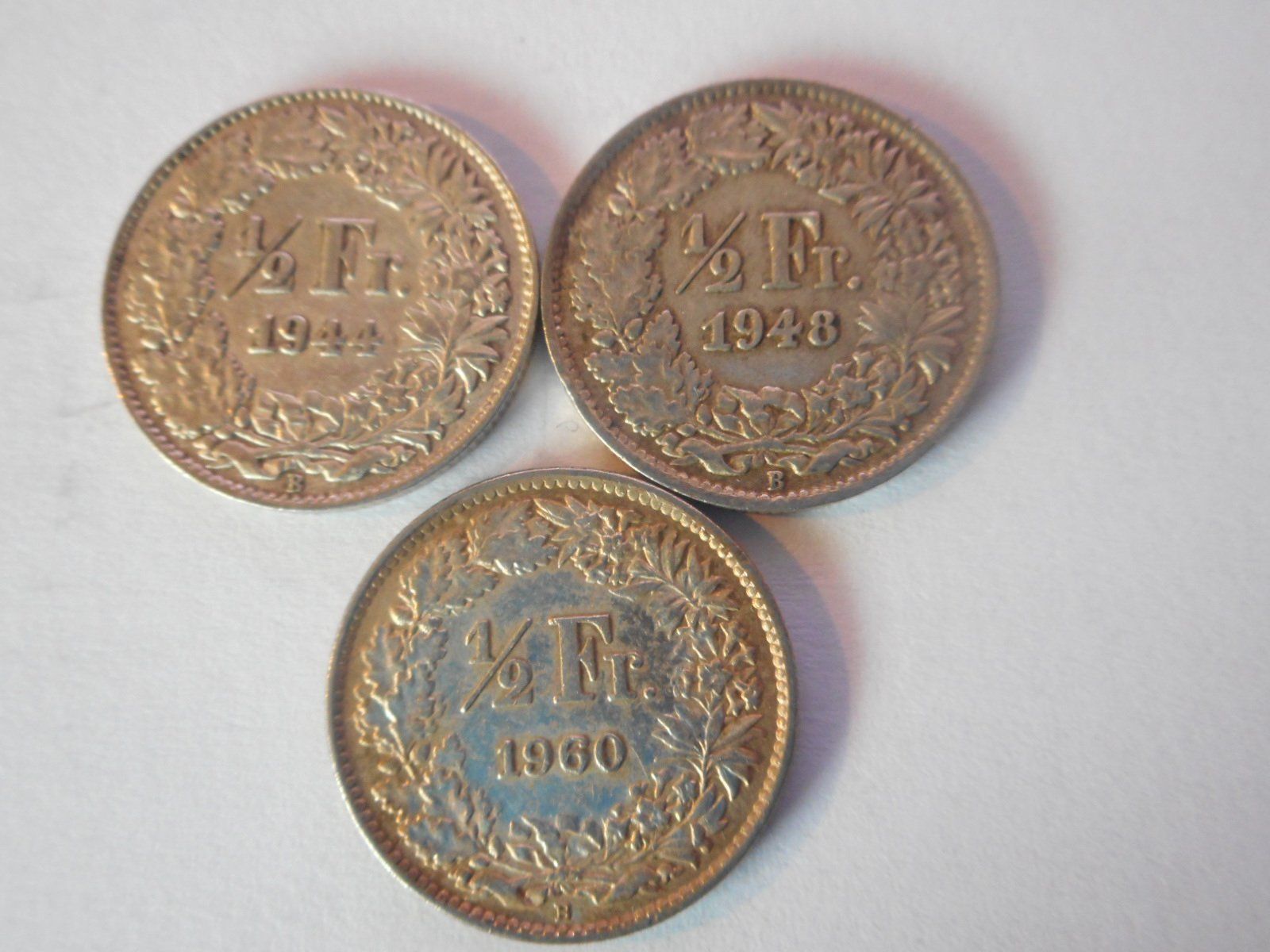 Alle Münzen: 3 x 50 Rp. silber 1944/48/60 – Gebraucht aus Kriegstetten von pizlad2010