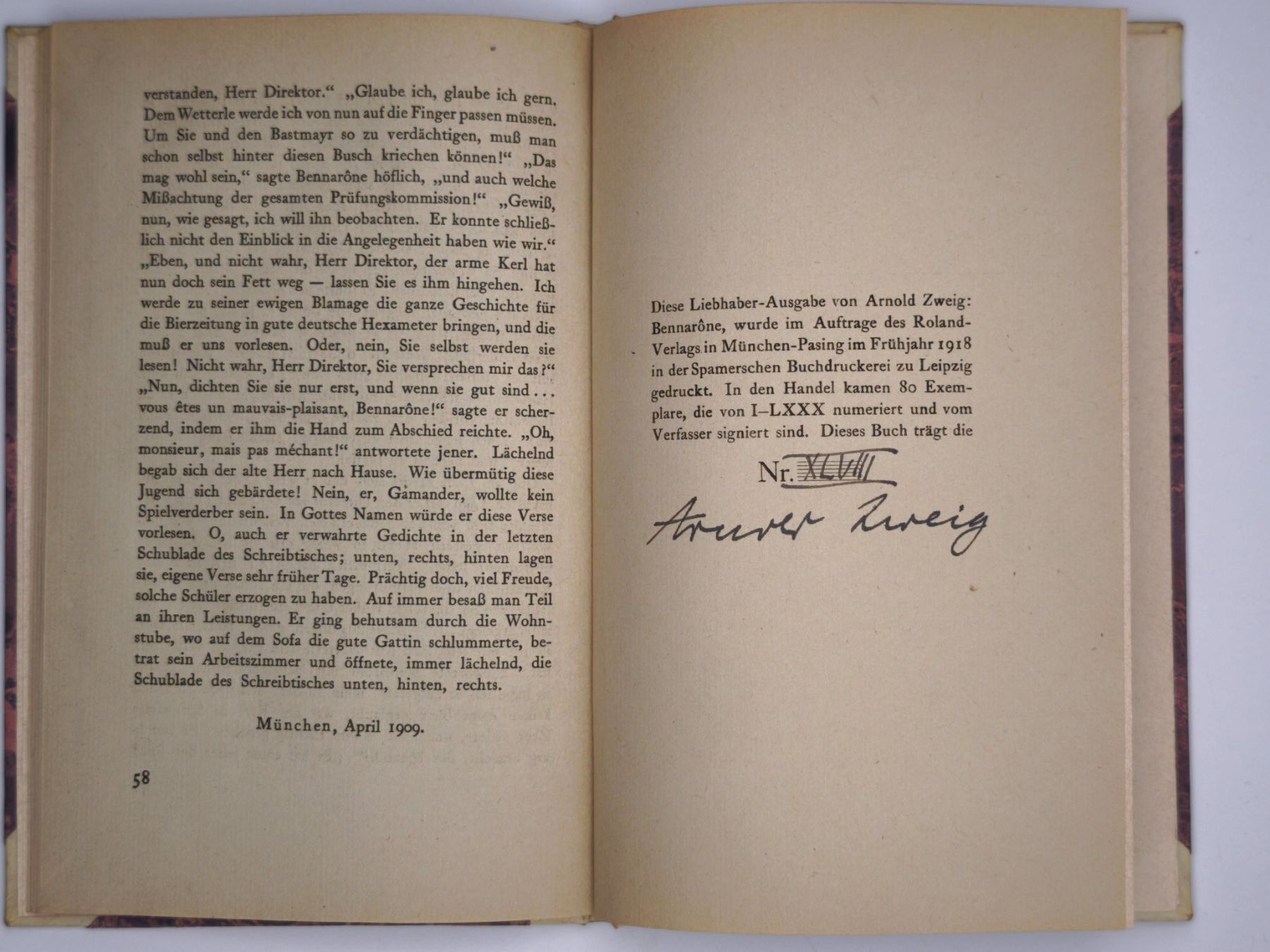 Libri: ARNOLD ZWEIG - BENNARONE - NUMMERIERTES EXPL. – Usato da Goldach venduto da Gaip 2