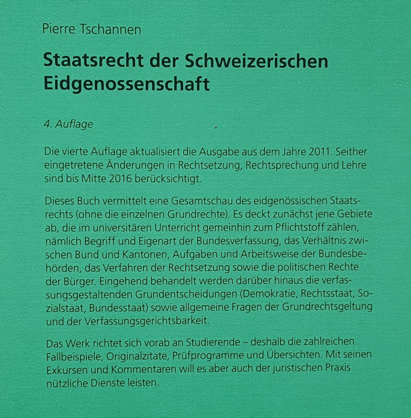 Bücher: Staatsrecht der Schweizerischen Eidgenossenschaft (2016) – Gebraucht aus Bern von Mattthias 1