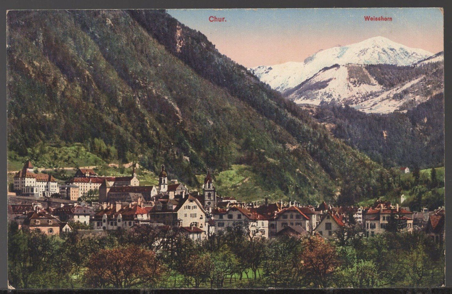 Cartoline postali: Chur - Panorama  1915 – Usato da Aarau venduto da kufi44