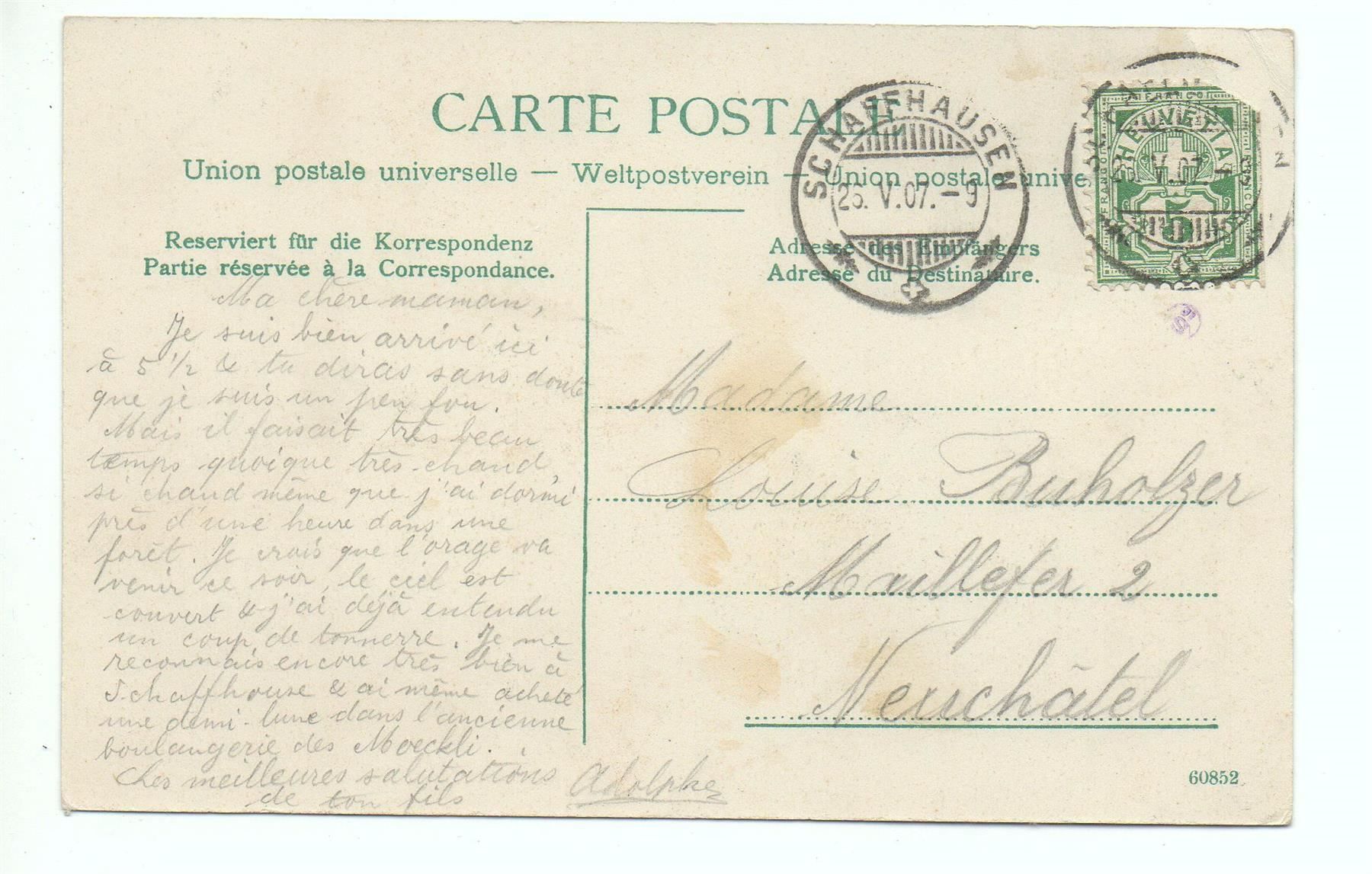 Cartoline postali: SCHAFFHAUSEN Vordergasse – Usato da Jona venduto da philajona 1