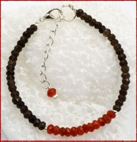 ♛ Karneol - Rauchquarz Armband 925 Silber