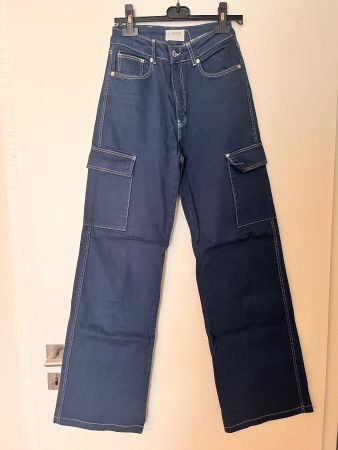 Pantalon Femme large cargo bleu marine Tally Weijl T36