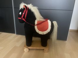 Pferd zum Spielen, Vintage Kunststoffpferd auf Rädern, Top!