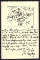 Handgemalt, sign. Fritz Dworzak: Soldat 