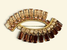 Vintage-Brosche mit bernsteinfarbenen und braunen Strassstei
