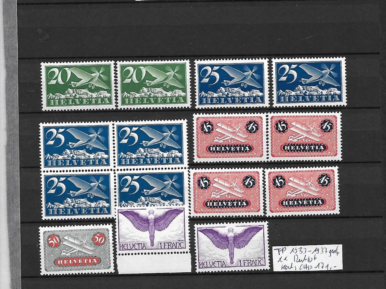 Tutti i francobolli: FP 1933 - 1937 geriff. ** Restlot Kat: CHF 171.- – Nuovo (secondo la descrizione) da Basel venduto da Ilp
