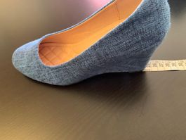 Damen Keilpumps blau Textiloptik unbenutzt - neuer Zustand