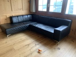 Ecksofa Leder schwarz