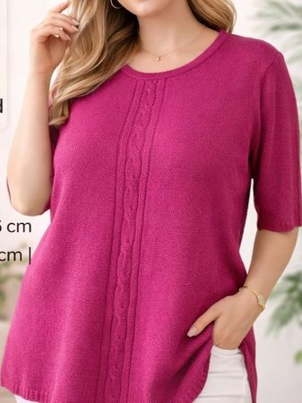 Strick Pullover Gr. 44 Beere Rosa weich & dehnbar 71 Winter