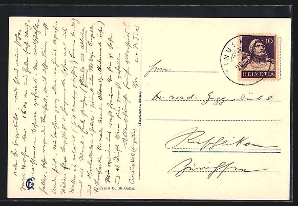 Cartoline postali: Cinuskel /Engadin, Ortspartie mit Bergen – Usato da Berlin venduto da bartko-reher 1
