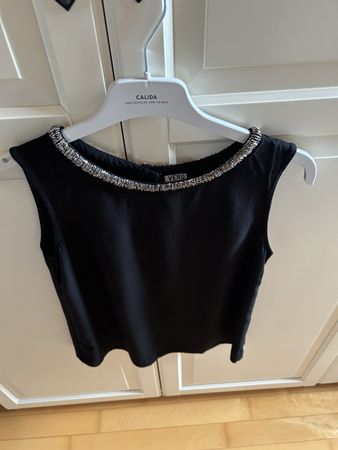 Mit Ziersteinen: Top VERO MODA, black, Grösse S