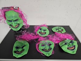Neu - Maske - Hexe grün (6Stk)