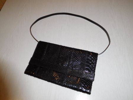 Abendtasche Leder CLUTCH Echt Lackleder 23x14cm schwarz