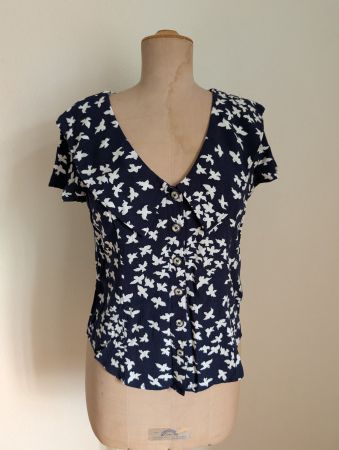 Maeve by Anthropologie Bluse navy mit Vogelprint 34