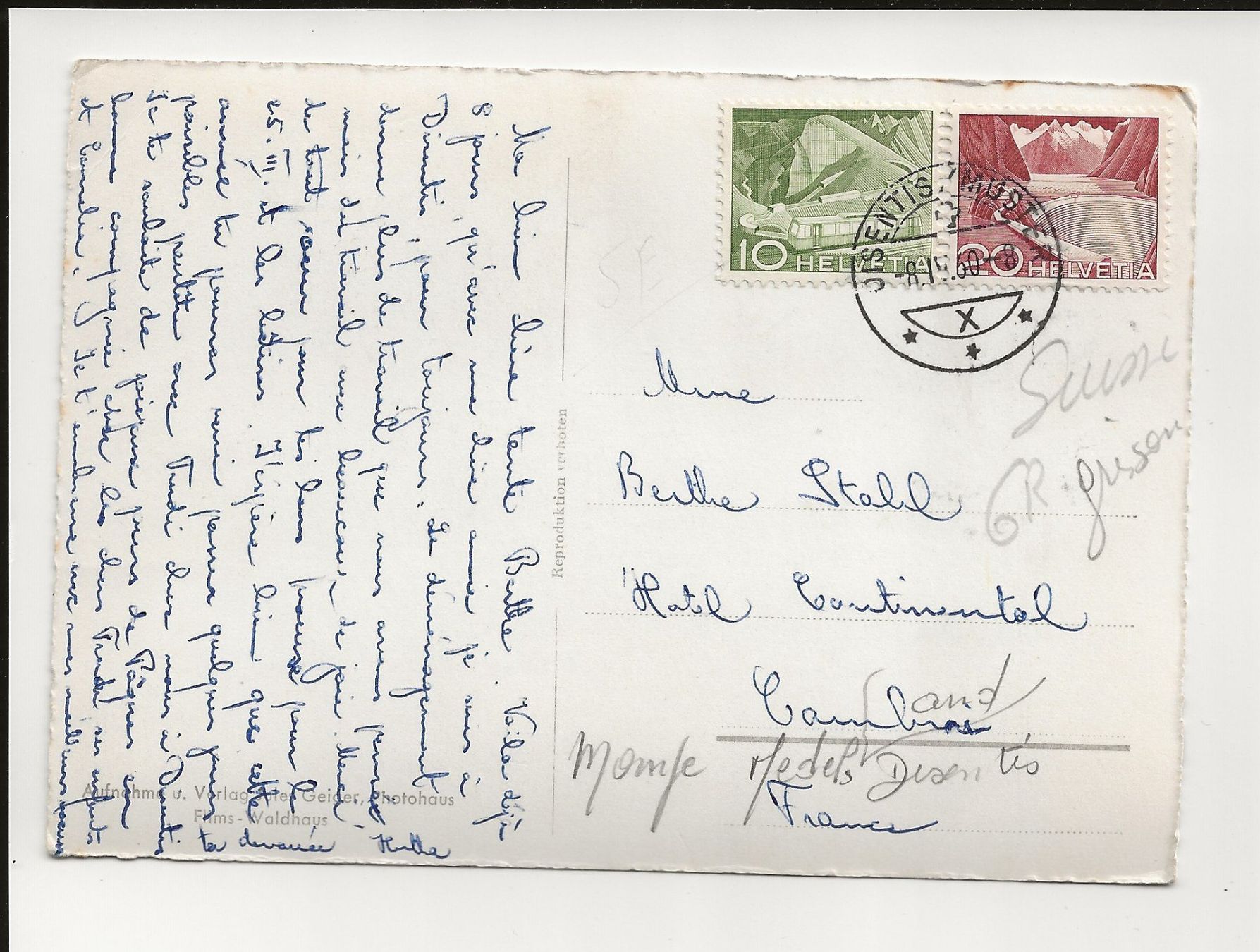 Ansichtskarten: AK 1960 Mompé- Medels- Disentis – Gebraucht aus Greifensee von 315WDO 1