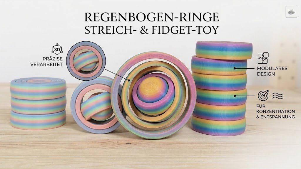 Spielzeuge: Fidget Ring – Regenbogen Anti-Stress Gadget – Neu (gemäss Beschreibung) aus Staufen von El3D