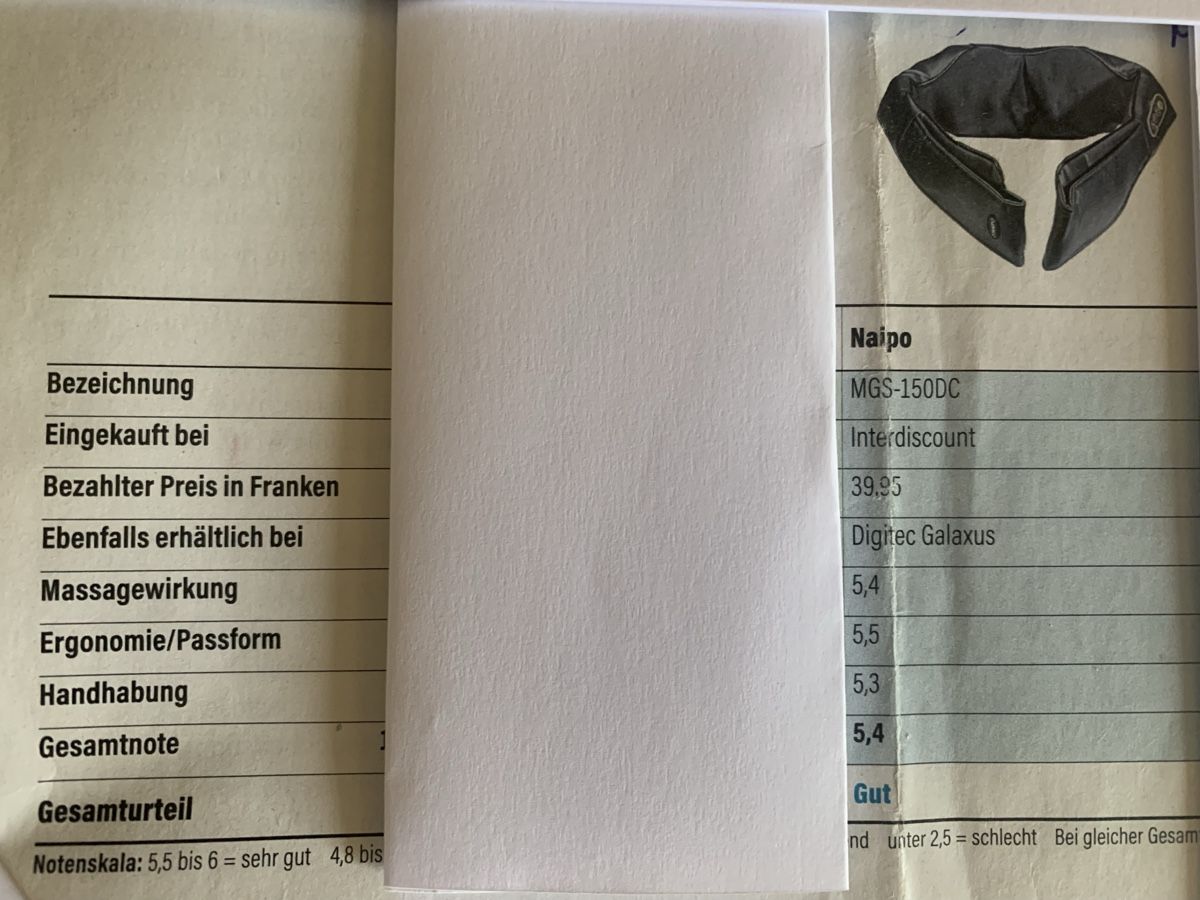 Dispositivi per massaggi: Naipo Massagegerät - MGS-150DC Shoulder Massager – Nuovo e nell'imballaggio originale da Niederteufen venduto da Marc_sg 1