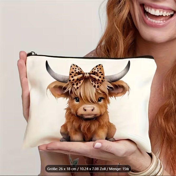 Kosmetikkoffer: Make-up-Tasche Niedliche Highland Kuh – Neu und originalverpackt aus Gerlafingen von Tsuru