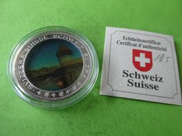 versilberte Medaille PP, Luzern Kapellbrücke mit Zertifikat