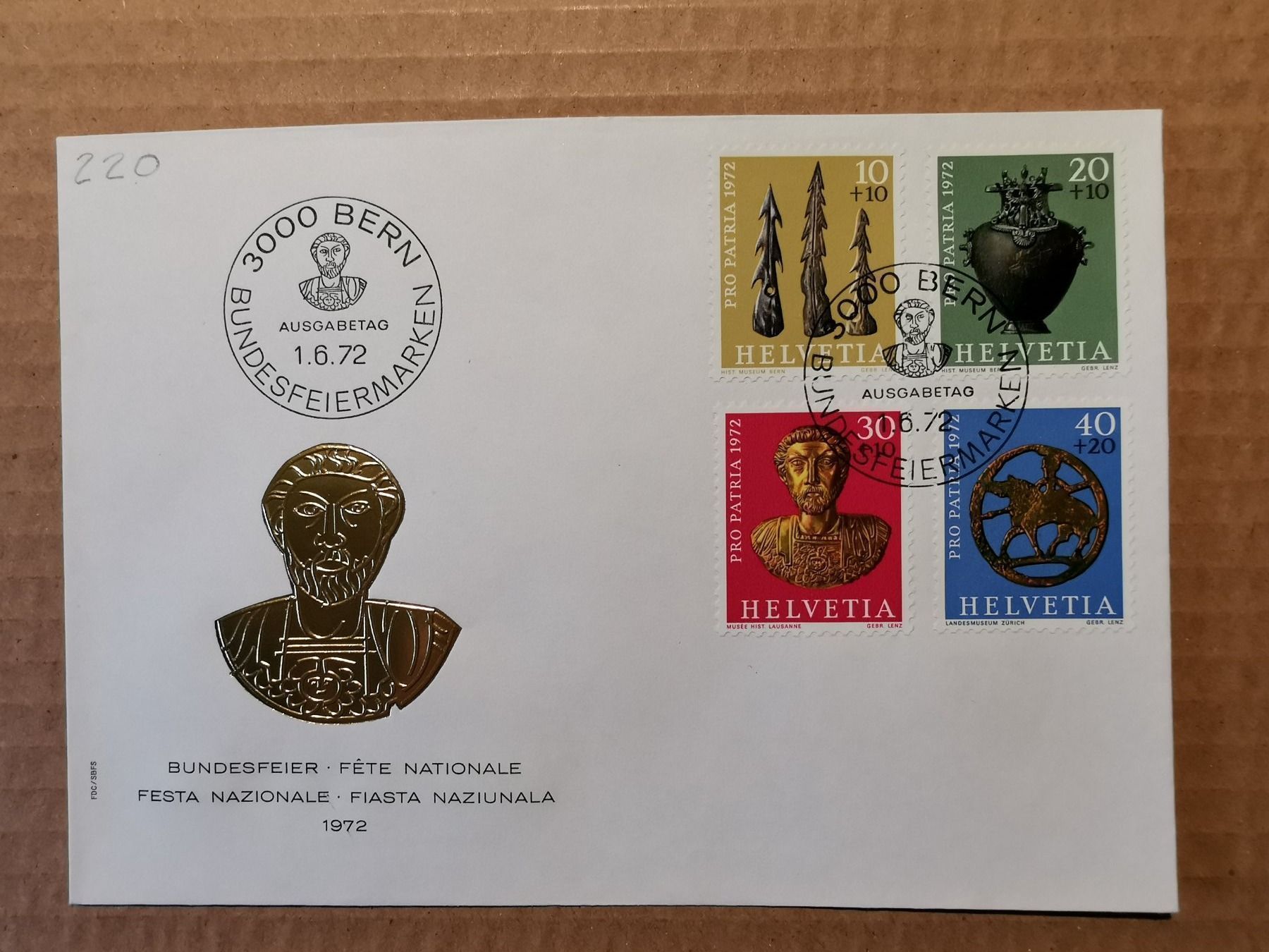 Tutti i francobolli: Enveloppe Fête Nationale 1972 – Usato da Pailly venduto da jme99