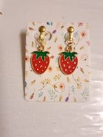 Süsse Erdbeeren Kitsch Retro Ohrclips Goldfarben  🍓✨😍🎁