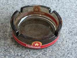 Aschenbecher Hürlimann Bier Glas braun Vintage