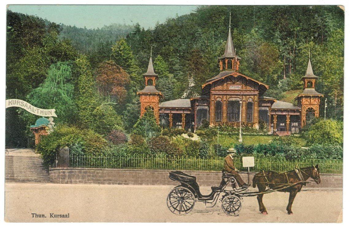 Cartoline postali: AK Thun, Kursaal mit Pferdekutsche – Usato da Zürich venduto da tol_b7c7