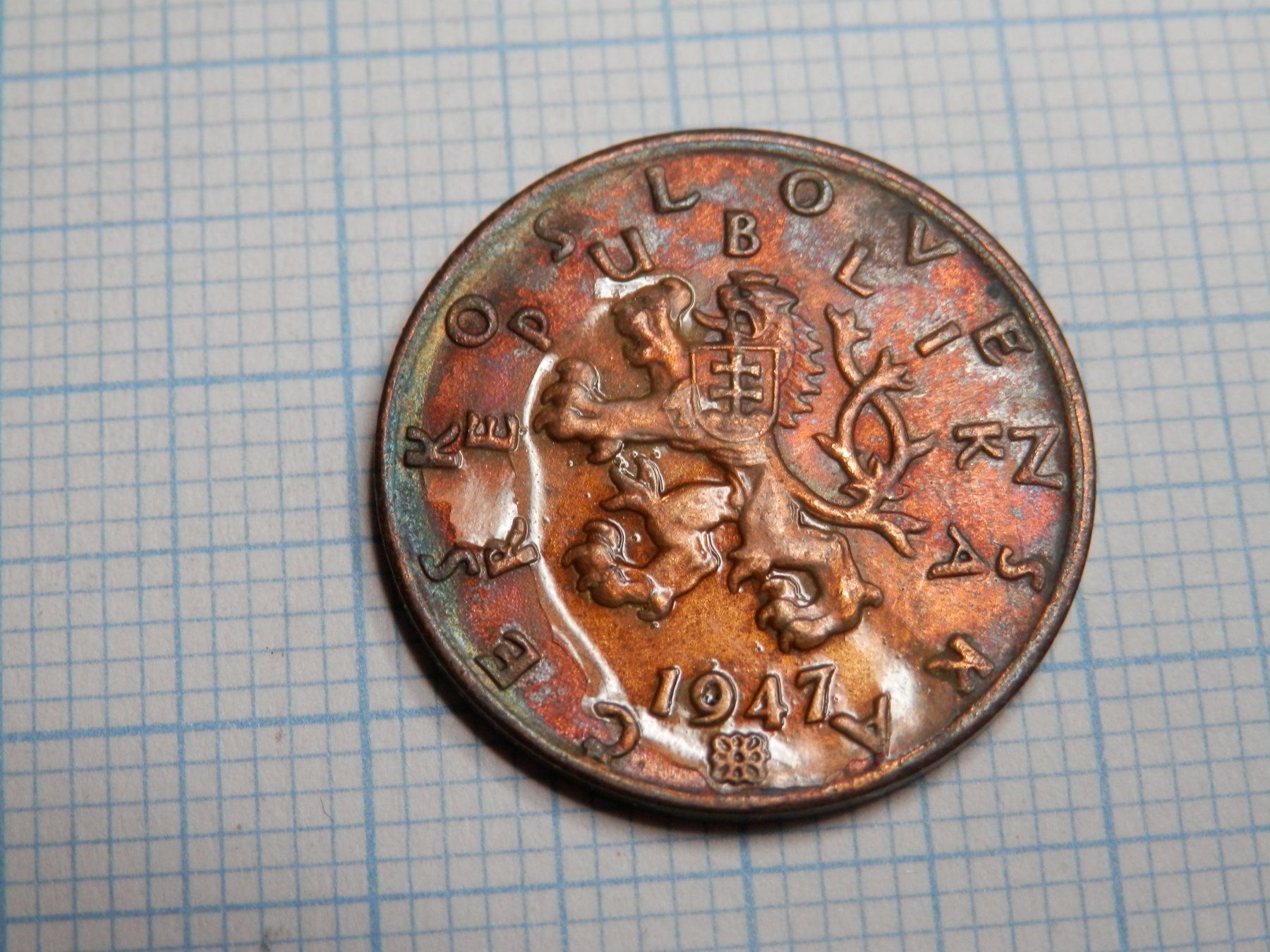Tutti le monete: Tschechoslowakei 50 Heller, 1947 – Usato da Weiach venduto da weiach81
