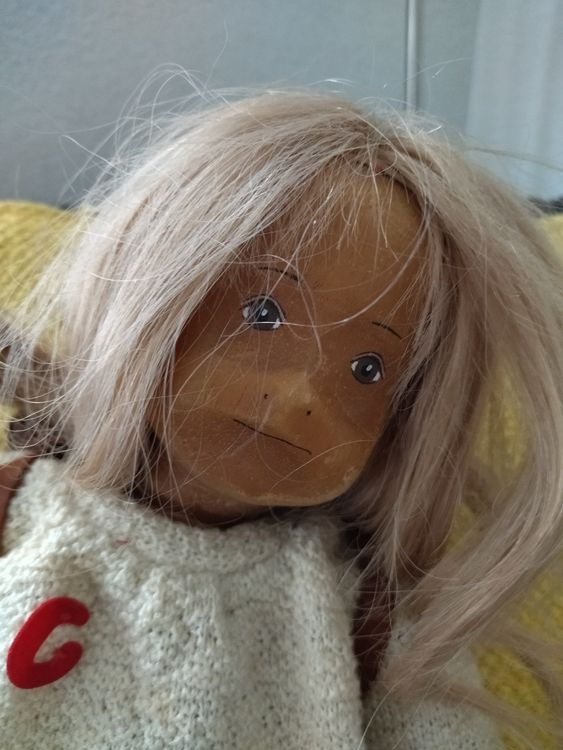 Puppe mit Echthaar und Holzkopf (wahrsch. Heidi Kistner | Kaufen auf