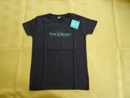 NEUES T'shirt braun "Grossi Schwöschter" Gr. 128 - 260708