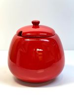 Grosse rote Keramik-Suppenterrine 6L Bowletopf Vintage 70er
