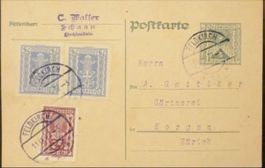 Postkarte C. Walser Schaan Feldkirch mit Stempel