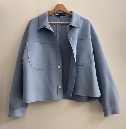 Zara Jacke Wildleder-Optik hellblau Gr. XL