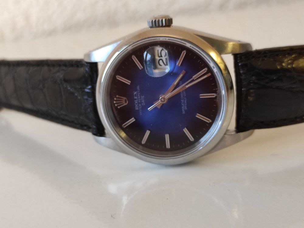 Rolex Oyster Perpetual Date Vintage 34 mm blaues Zifferblatt Kaufen