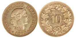 10 Rappen von 1919 M (unzirkuliert bis Stempelglanz)