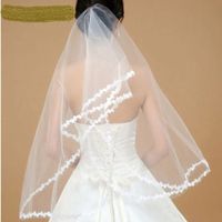 NEUER Brautschleier weiss mit Blumenrand ca 70cm - 202220