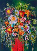 Magnifique peinture acrylique - Bouquet de fleurs 💐🎨🖌️...