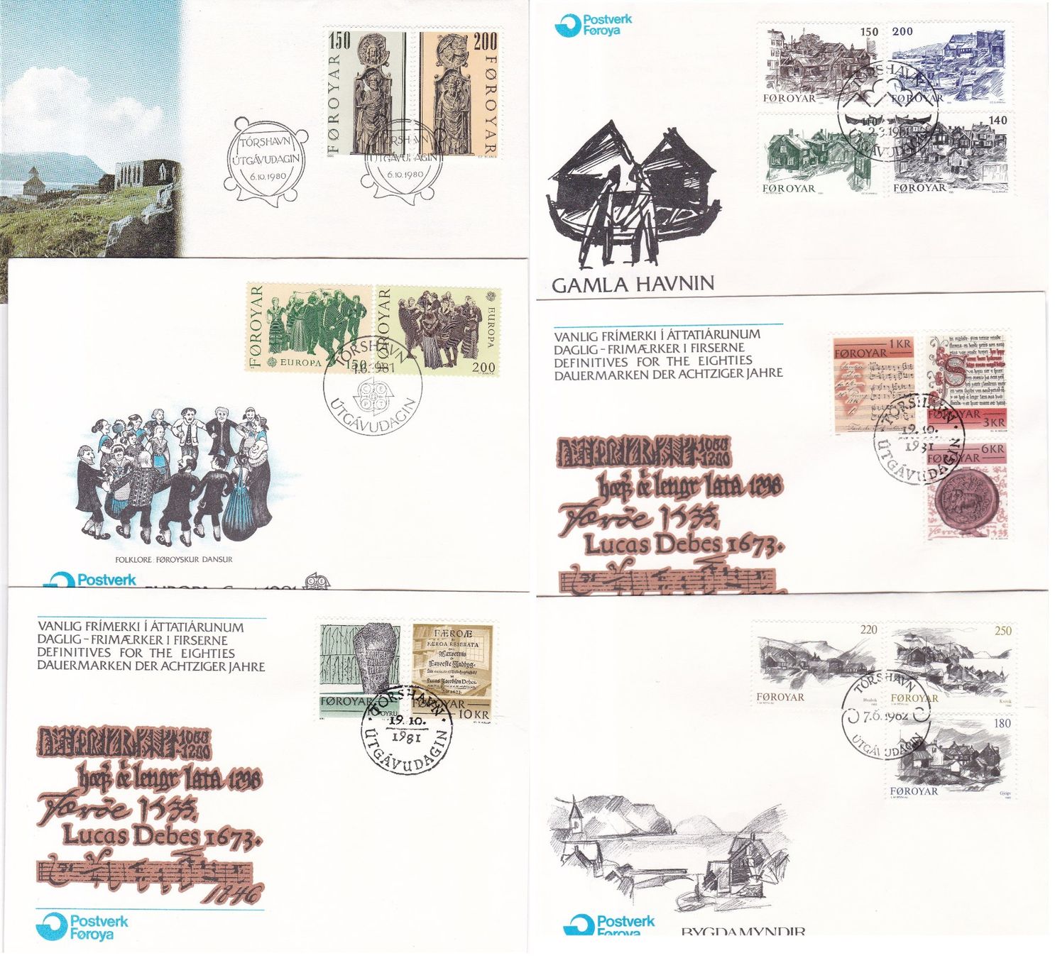 Tutti i francobolli: 56 Stk. FDCs, DK "Färöer, Grönland" ab 1969 – Usato da Münchwilen AG venduto da Nesar 6