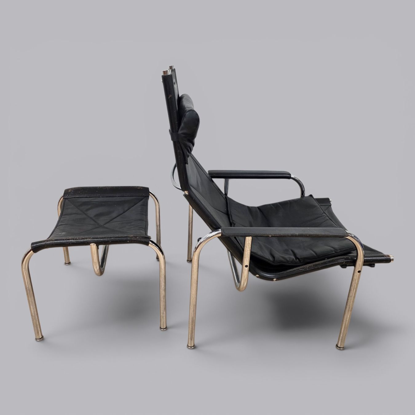 Sessel: Sessel mit Hocker, Leder, Chrom - Zeitloses Design! – Gebraucht aus Rieden AG von RuvensBrocki 2