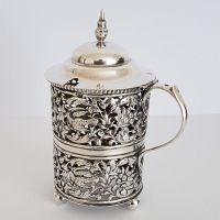Antike Senfbehälter Silber mit Deckel 1928