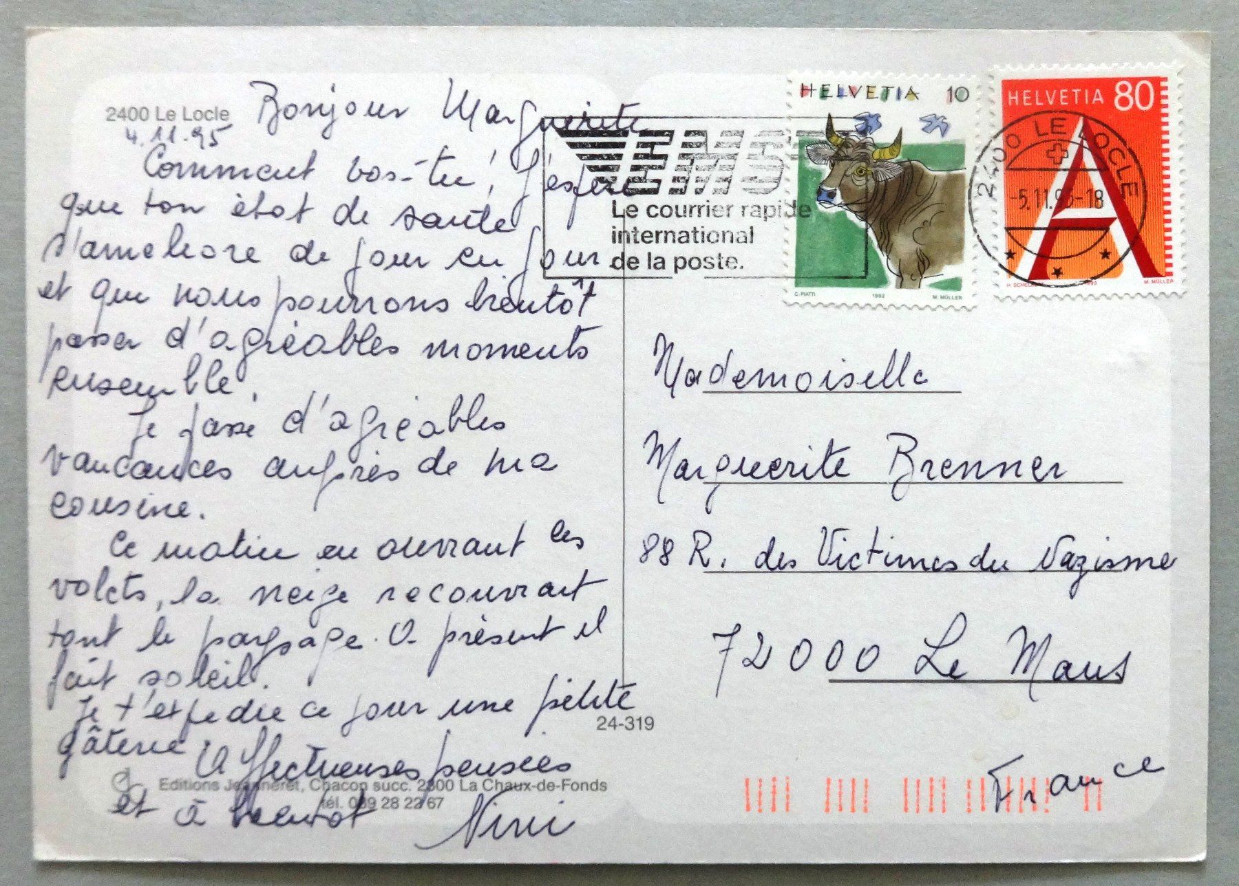 Ansichtskarten: Le Locle – Gebraucht aus Fétigny von Billy2miny 1