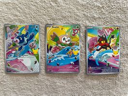 EN 3 Pokémon Sammelkarten Litten, Rowlet, Popplio Sommer-Set