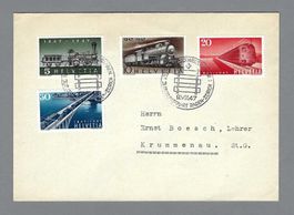 1947, 100 J. SCHW. BAHNEN (Z/277-280), FDC ET S-0